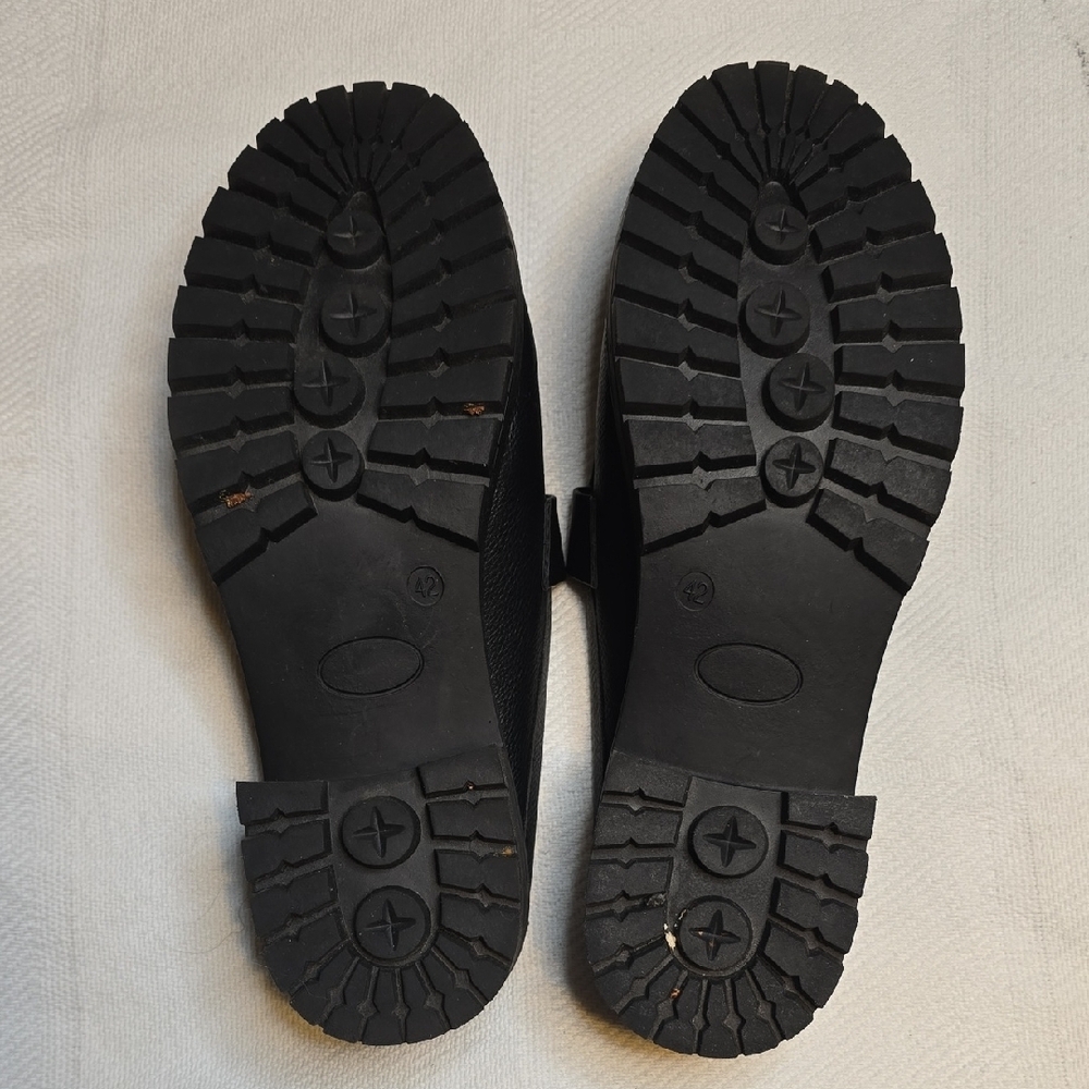 Womens Chunky Heel Clog Style Loafers - Picture 2 of 5